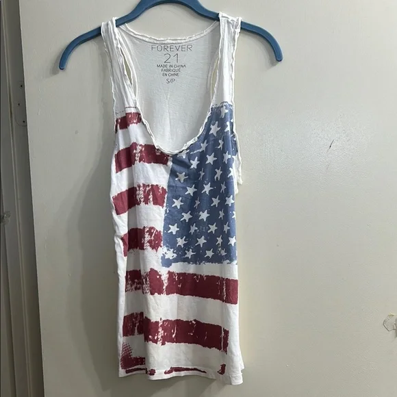 Forever 21 Stars and Stripes Tank Top - Red, White, Blue - Picture 1 of 8